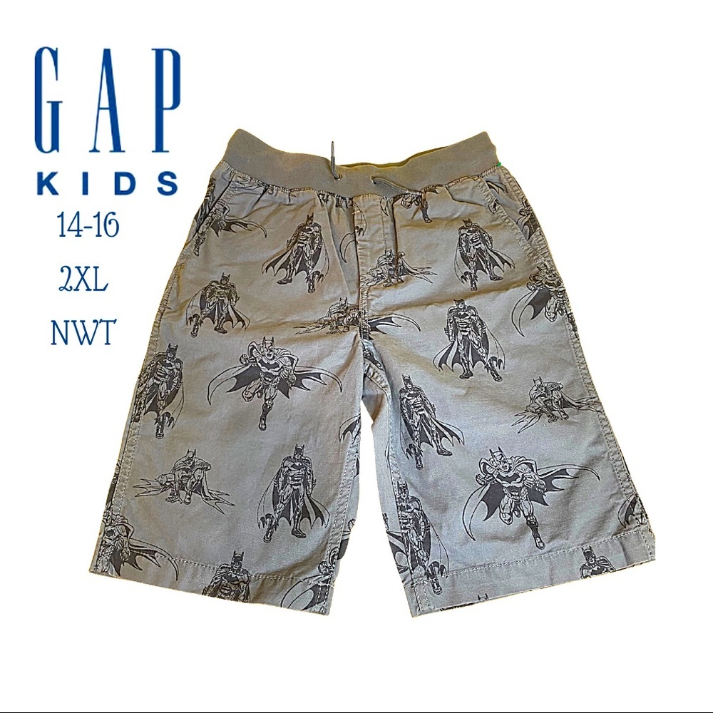 Gray & Blue Pull-on Cotton Shorts with DC Comics Batman. Gap Kids 14-16 NWT